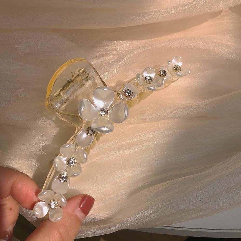 IVORY Kẹp Tóc Hình Vỏ Sò Đính Đá Thiết Kế Đơn Giản Dễ Phối Đồ Cho Nữ
