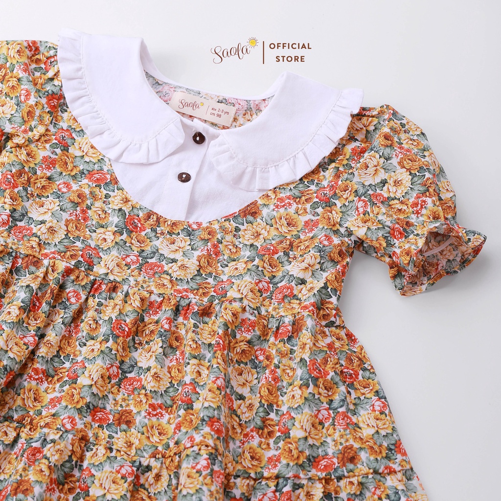 Đầm Hoa Nhí Vintage Cổ Lá Sen Tay Bồng Xinh Xắn Cho Bé - AMELIE DRESS - DRC032 - SAOLA KIDS CLOTHING