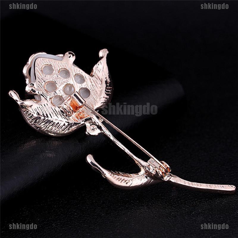 Ghim cài trang trí áo hình hoa hồng đính đá thời trang cho nữ