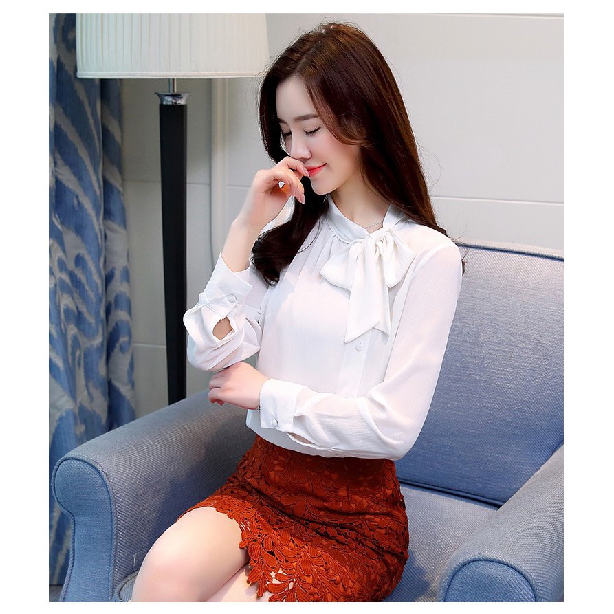 Áo sơ mi công sở ❣️FREESHIP❣️ ÁO SƠ MI THẮT NƠ LỆCH MYMY - Hàng thiết kế chuẩn