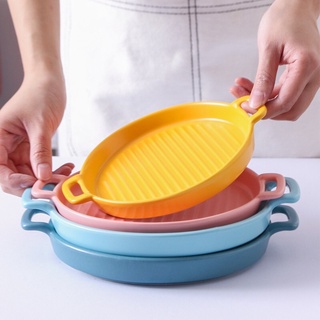 Đĩa sứ tròn 2 quai, đĩa sứ decor