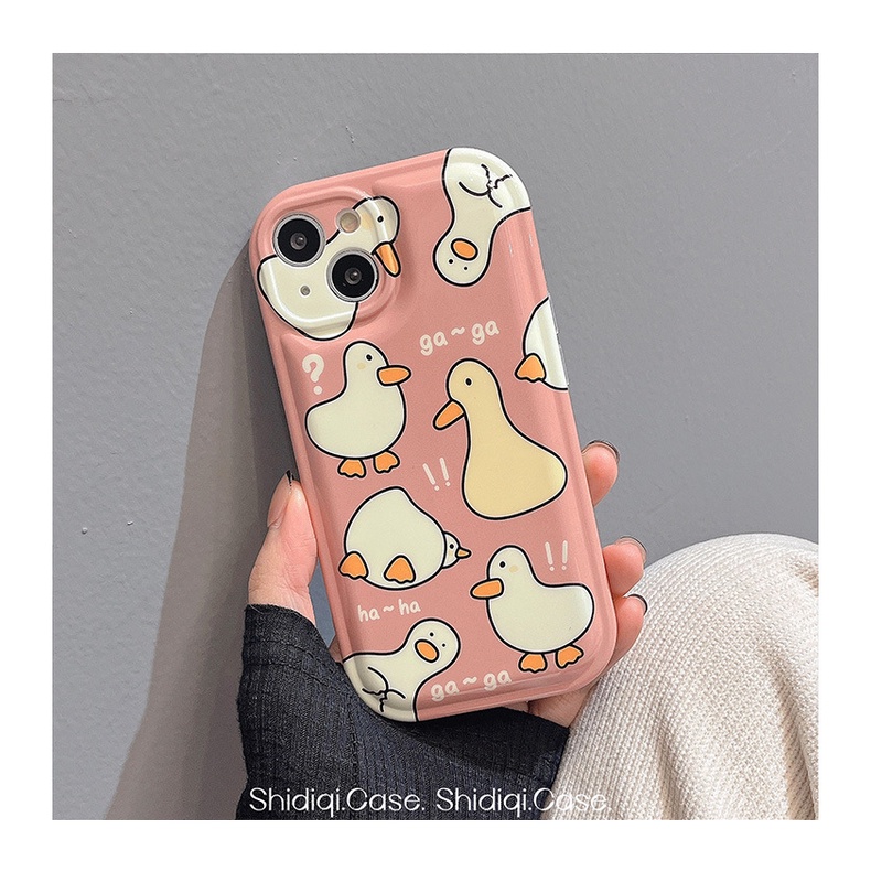 Ốp điện thoại silicon mềm có giá đỡ hình chú vịt dễ thương cho iPhone 13 promax 13 11 XS XR
