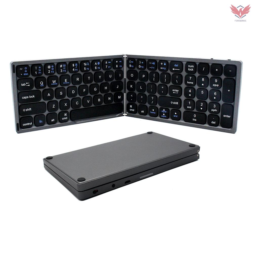Fir Foldable BT Wireless Keyboard Portable Keyboard Pocket-size Keyboard Support Android Windows IOS Smartphone and Tablet Grey