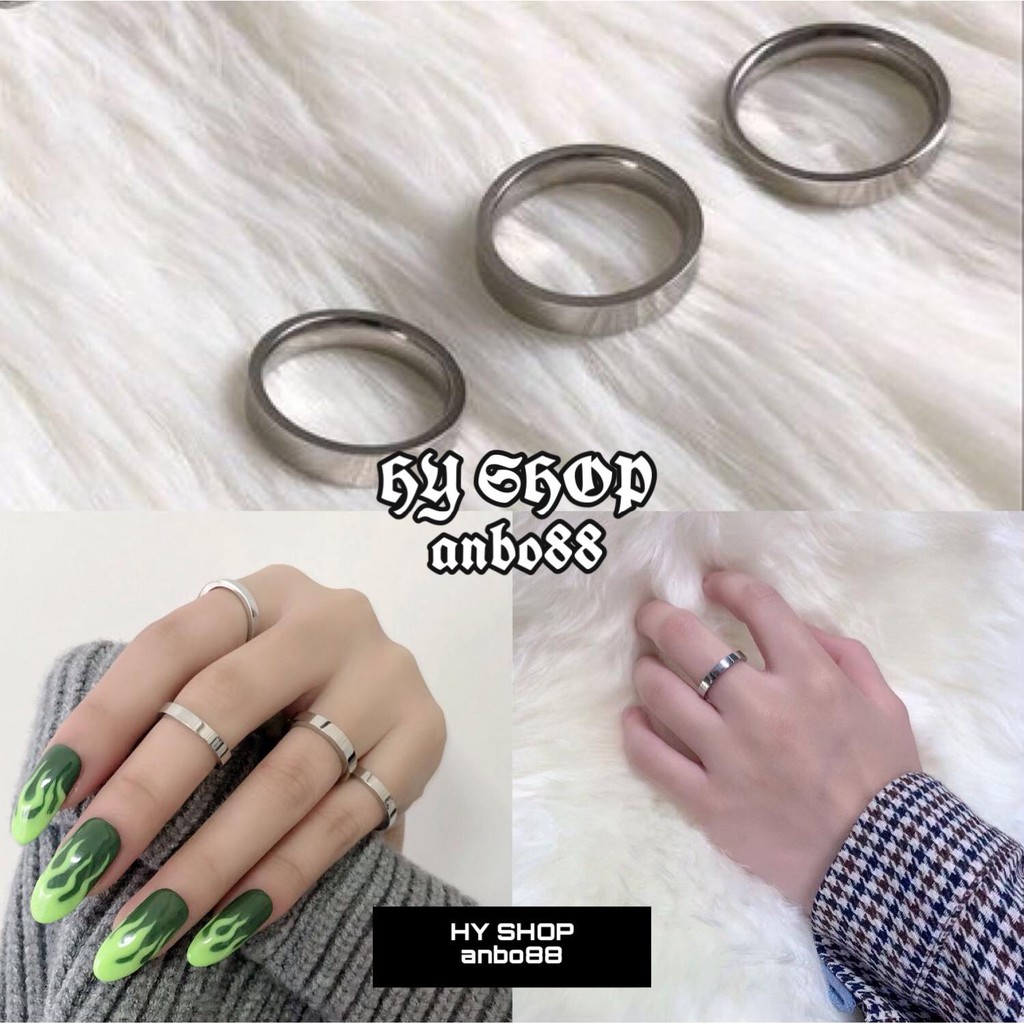 Nhẫn trơn titan cho nam và nữ cá tính - nhẫn nam nữ cặp đôi siêu bền không gỉ unisex BTS