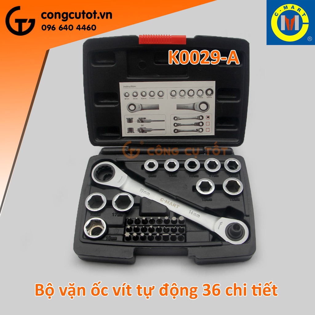 Bộ vặn ốc vít tự động 36 chi tiết Cmart K0029-A