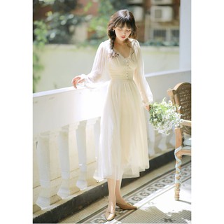 Đầm Ulzzang đính nút bọc