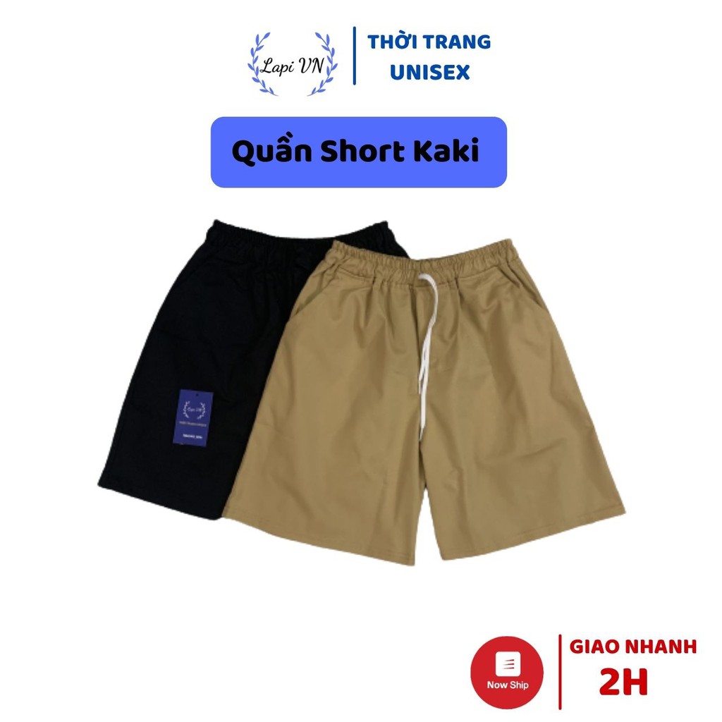 Quần Short Lửng Kaki Unisex Lapi VN, 2 Màu Basic Phong Cách Ulzzang, Freesize Đến 55kg,Nam Nữ Đều Mặc Được, Co Dãn Tốt