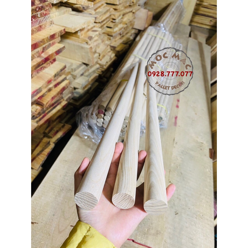 Thanh gỗ chuốt tròn sồi phi 25, 30 mm