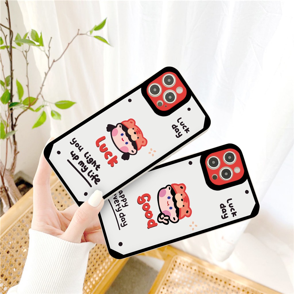 Ốp lưng iphone cạnh vuông viền camera Cặp đôi good luck dành cho ip 6 đến 13promax - g97
