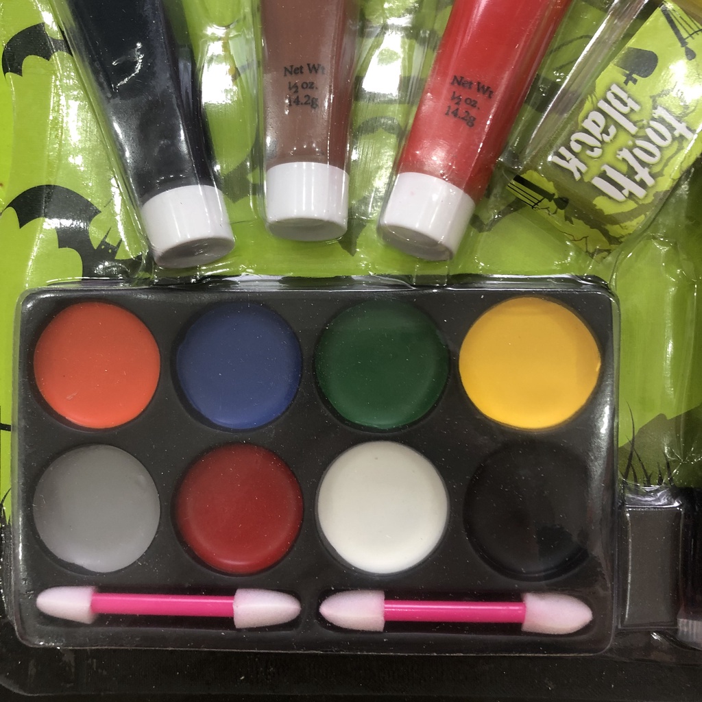 Bộ vẽ mặt hóa trang Halloween 8 màu + 3 tuýp kem nhiều phụ kiện | BigBuy360 - bigbuy360.vn