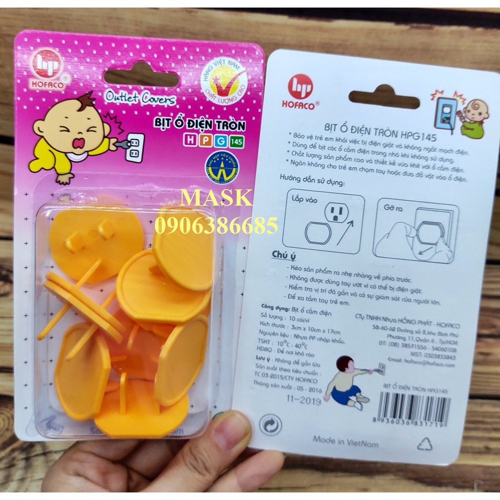 Bịt Ổ Điện Tròn 10 cái - Hofaco Hàng Việt Nam Chất Lượng Cao - Bịt ổ điện tròn HPG145