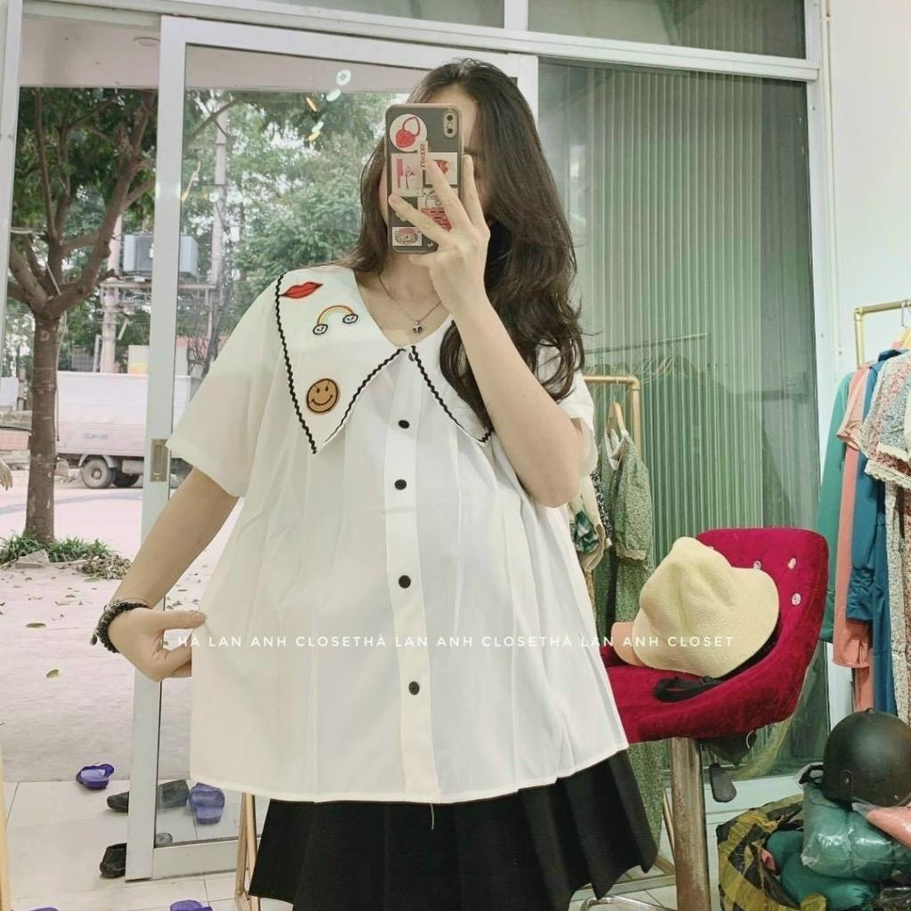 Áo Bầu Cộc Tay Cổ Bẻ Cực Xinh Trẻ, Chất Thô Đẹp Mềm Mát Cho Mẹ Bầu Công Sở Mặc Đi Làm Đi Chơi