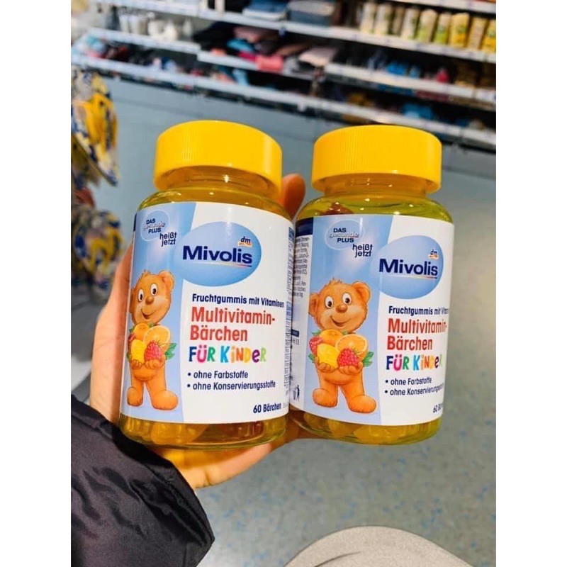 Kẹo dẻo gấu vị cam Mivolis của Đức bổ sung vitamin tổng hợp 60 viên cho bé