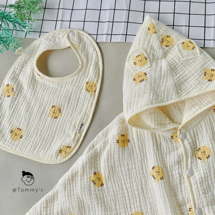 Áo Choàng Cho Bé Xô Muslin Cao Cấp 4 Lớp Hoạ Tiết Động Vật Style Hàn Quốc SIZE 0-4 TUỔI