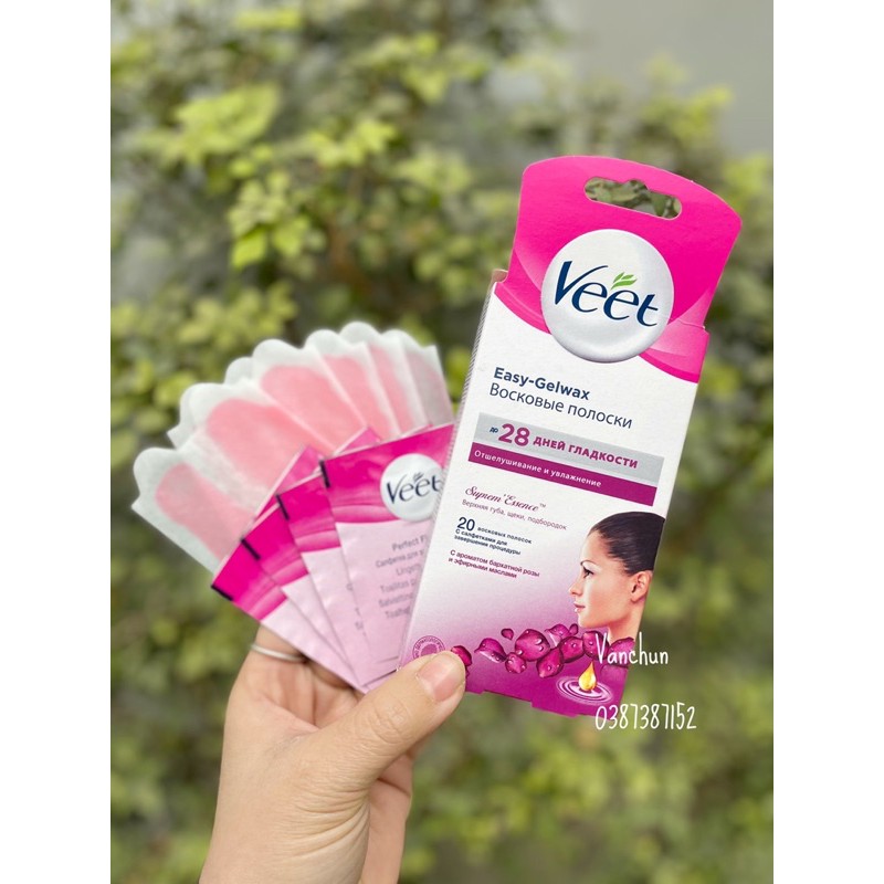 [CÓ SẴN] Miếng tẩy lông mặt ria mép VEET Wax Strips Face 20 Miếng