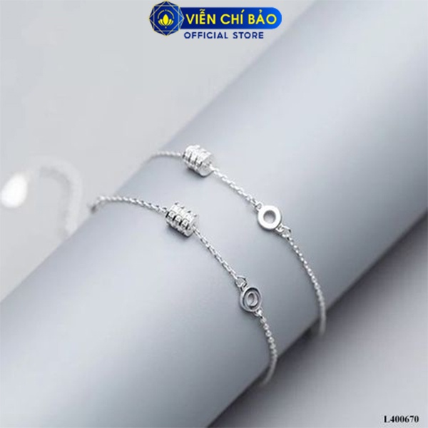 Lắc tay bạc nữ mặt trụ trắng chất liệu bạc S925 trẻ trung cá tính Viễn Chí Bảo L400670