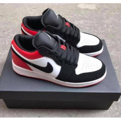 Giày Jodan Thấp Đỏ Đen , Giày Sneaker JD 1 Nam Nữ Full Box Bill