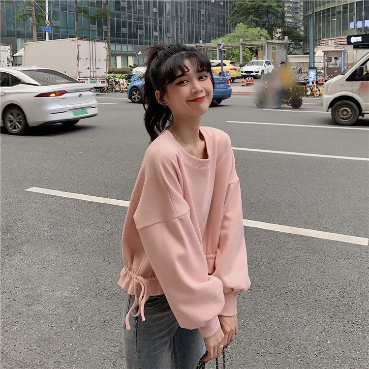 Áo hoodie tay phồng dáng rộng thời trang cho nữ