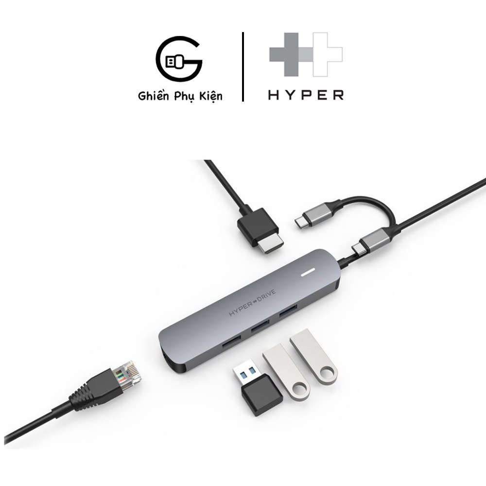 Cổng Chuyển Hub HyperDrive 4K HDMI 6-IN-1 USB-C HUB For Macbook - HD233B