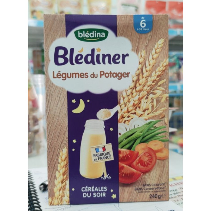 Bột lắc sữa Bledina ban đêm vị ngũ cốc, rau củ 6m 240g
