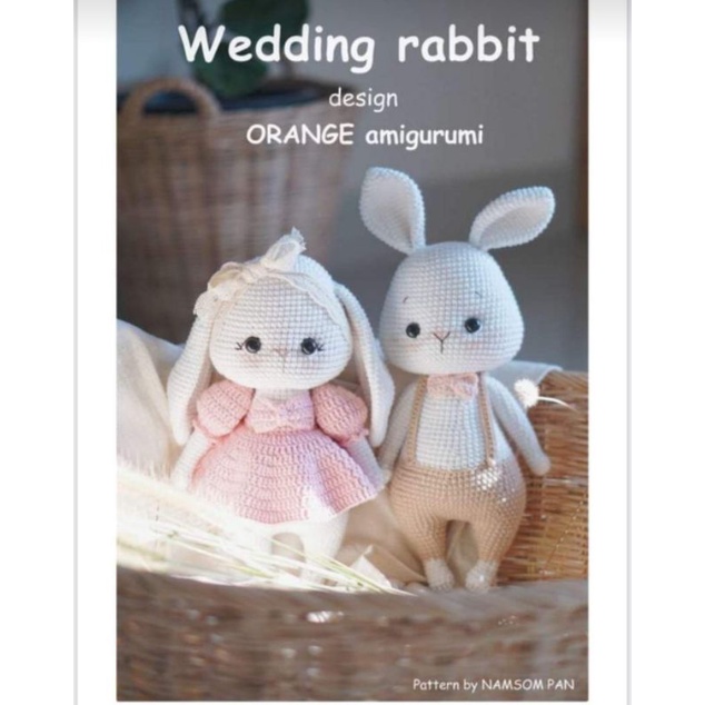 Cặp thỏ cưới bằng len nhồi bông