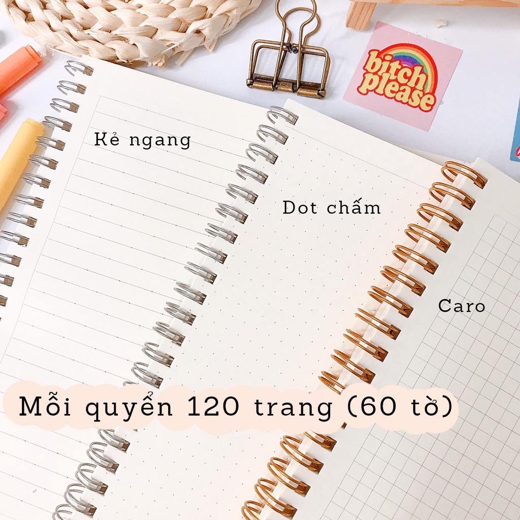 Combo 2 Sổ Dot Grid Lò Xo 120 Trang Size B5 Bìa Nhựa 100GSM KLONG Làm Bullet Journal và Planner Sổ Tay