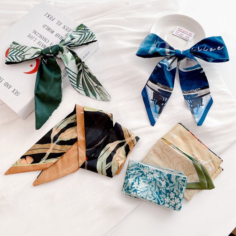 Khăn treo túi xách bằng vải lụa in họa tiết phong cách Hàn Quốc đáng yêu thời trang chất lượng cao