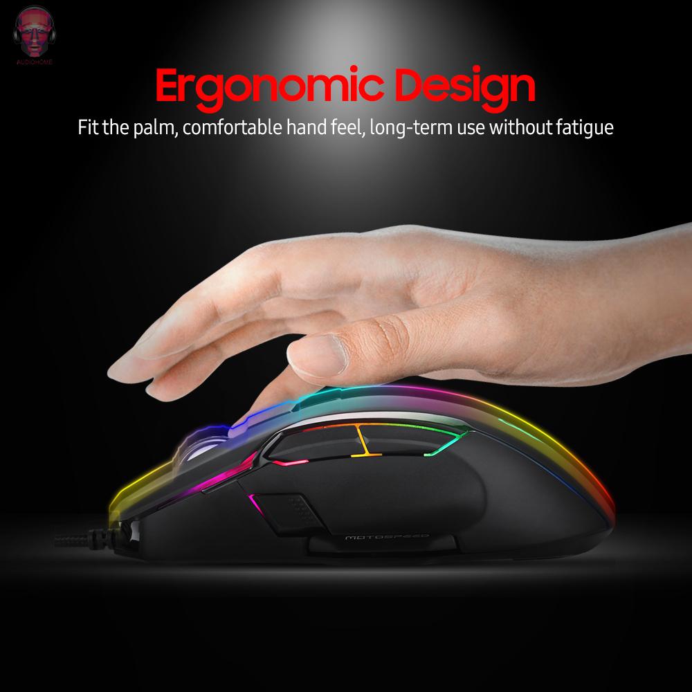 AUD  MOTOSPEED V90 Mouse USB Wired Gaming Mouse RGB Gaming Mouse Ergonomic Mice with 8 Adjustable DPI for Desktop Computer Laptop