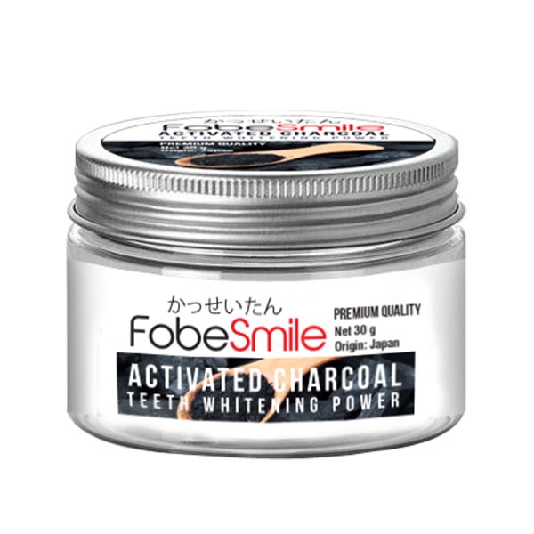Bột than hoạt tính FobeSmile giúp làm trắng răng, loại bỏ mảng bám, các vết ố vàng trên răng - Hũ 30g