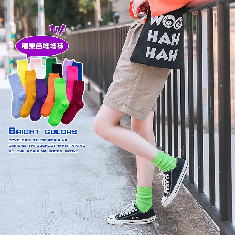 Vớ WAFNHA D393 màu trơn thoáng khí thời trang cho nữ