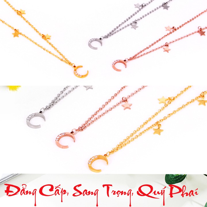 Dây chuyền  titan trăng sao cao cấp siêu đẹp, bền màu, hợp thời trang, dễ phối đồ