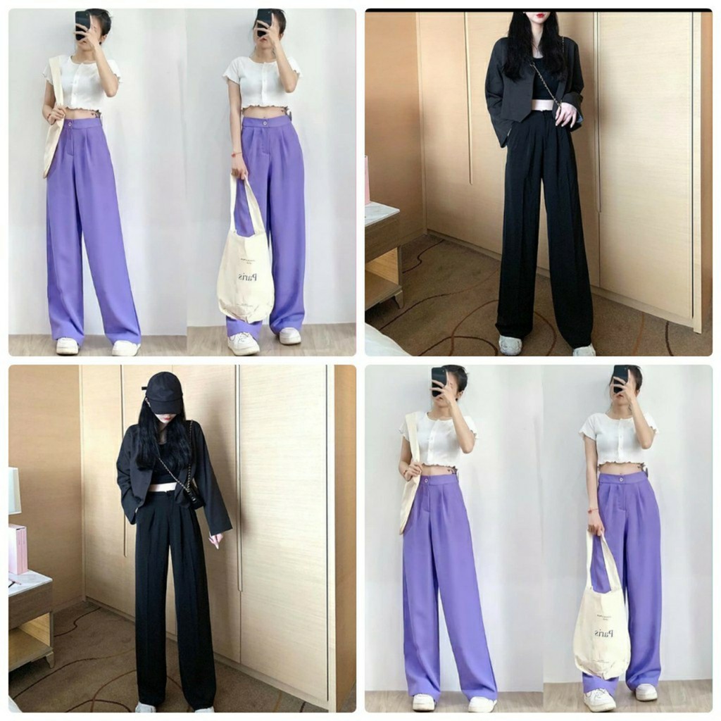 Quần ống rộng lưng cao dài 100cm
