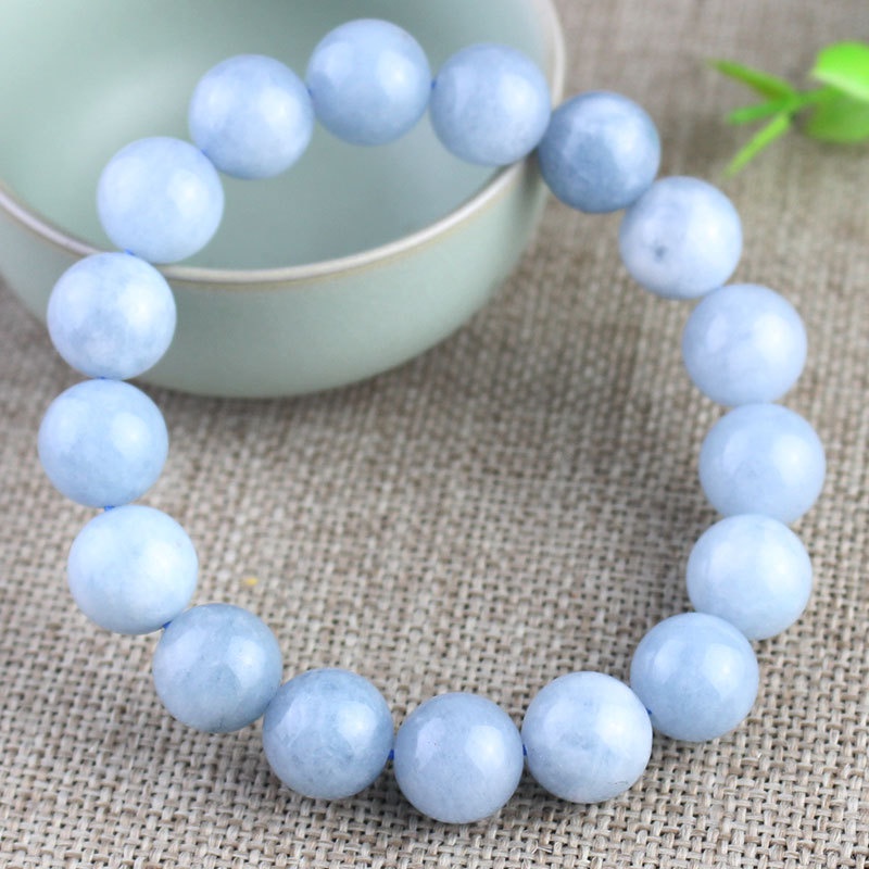 Vòng Đeo Tay Aquamarine Chalcedony Đá Xanh Xám Pha Lê Cho Cặp Đôi Welfare