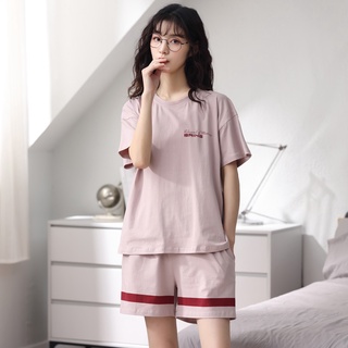Bộ Đồ Ngủ Vải thun lạnh Tay Ngắn quần đùi Mềm mại Co Giãn Thoải Mái Thể Thao Đồ ngủ nữ