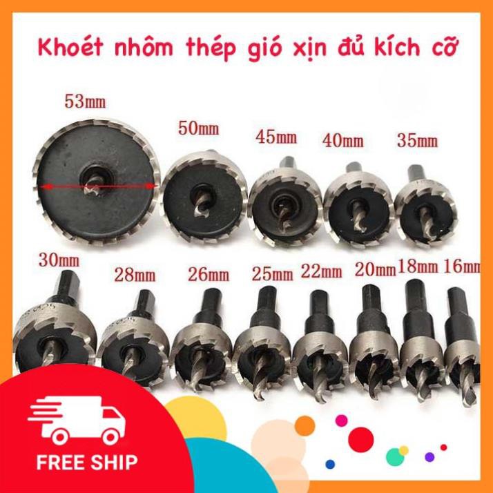 Mũi khoét lỗ tròn trên nhôm đủ kích cỡ 16mm - 53mm / Thép gió HHS tốt