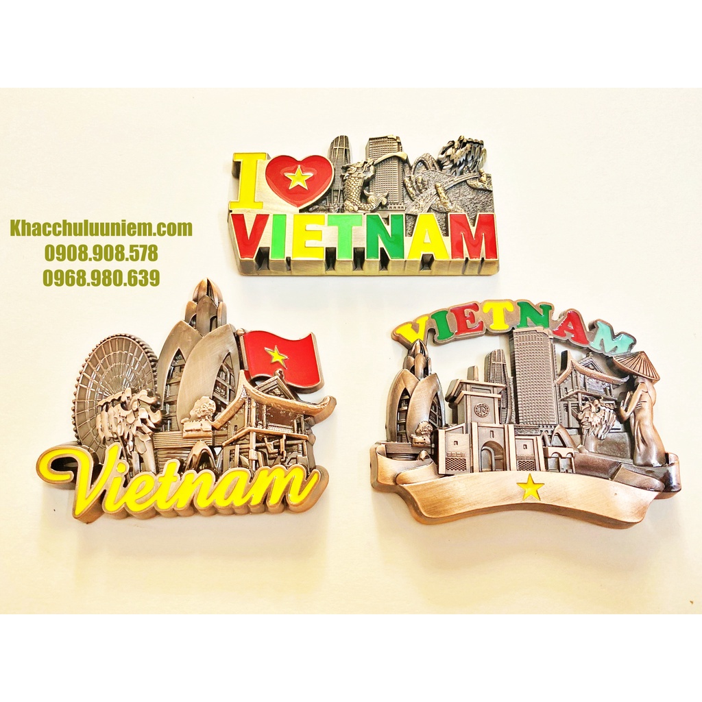Metal Fridge Magnet nam châm kim loại lưu niệm Việt Nam hít dán tủ lạnh - quà lưu niệm Việt Nam