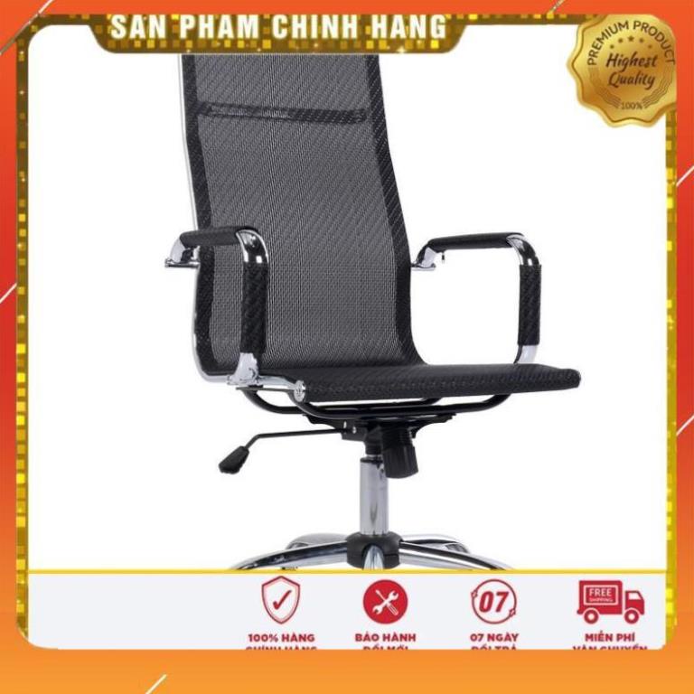 Ghế xoay văn phòng lưng lưới cao tựa đầu - Khung thép mạ inox sáng bóng bền bỉ, bảo hành 12 tháng