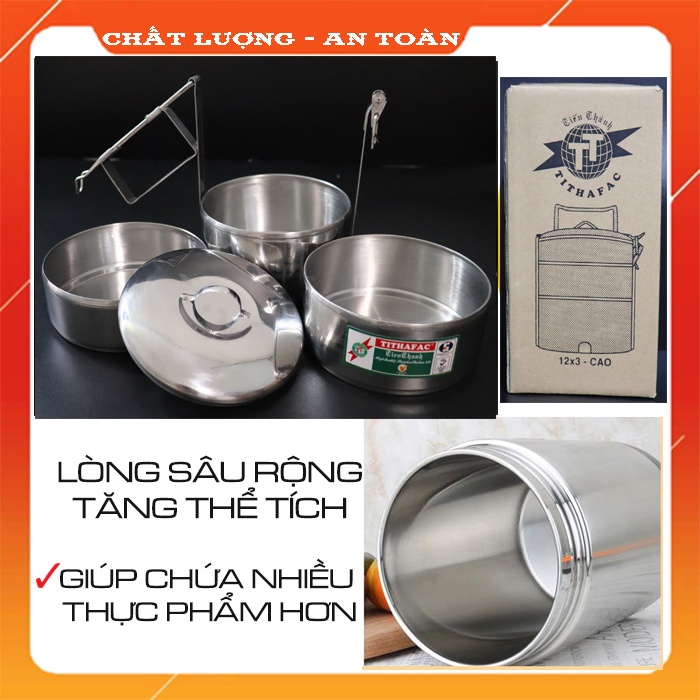 ⭕Giadụngchínhhãng⭕ Hộp đưng cơm cháo súp canh soup 3 ngăn Camen Gamen Inox an toàn cao cấp văn phòng Tithafac