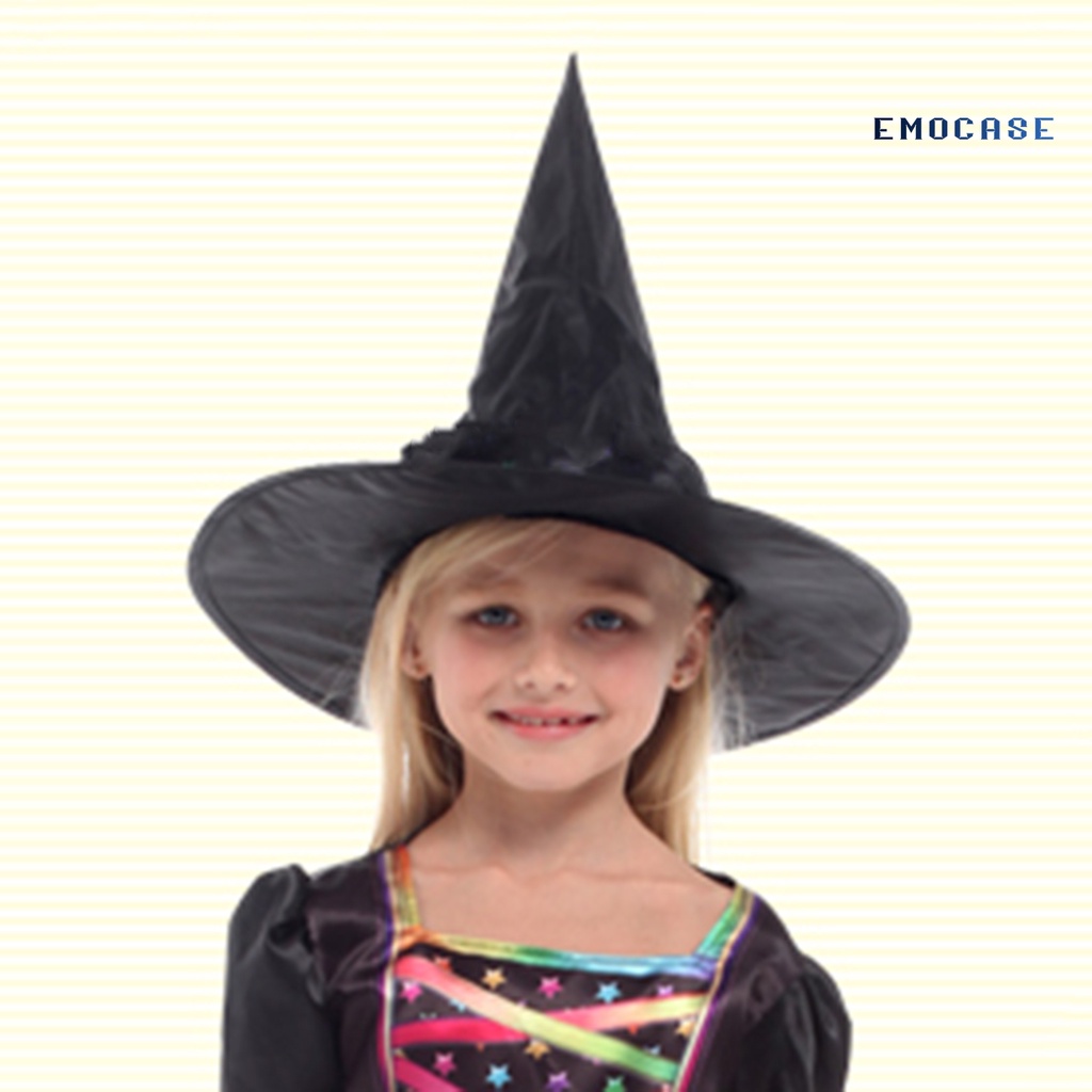 Mũ Phù Thủy Màu Đen Cá Tính Sáng Tạo Dành Cho Tiệc Halloween
