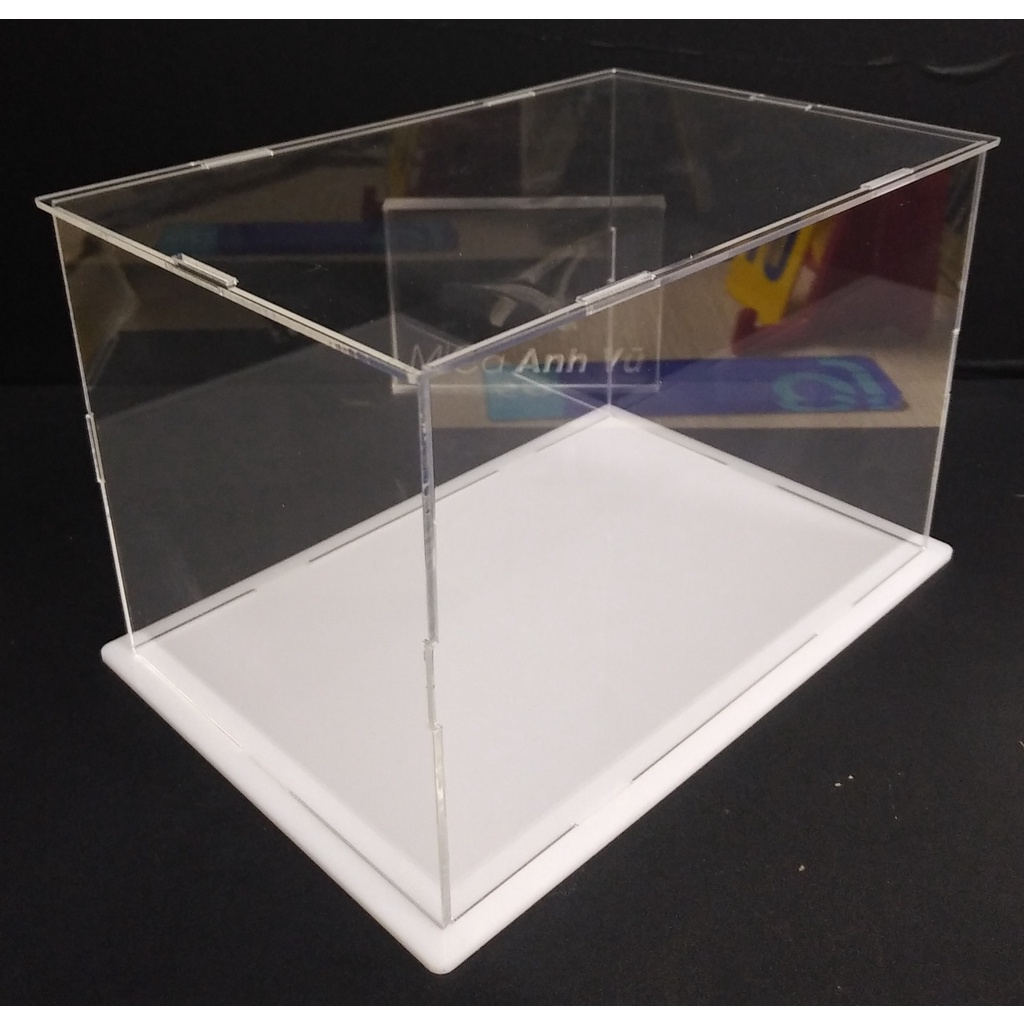 Hộp trưng bày dạnh lắp ghép chống bụi 20x13x13cm mica trong đế nhiều màu