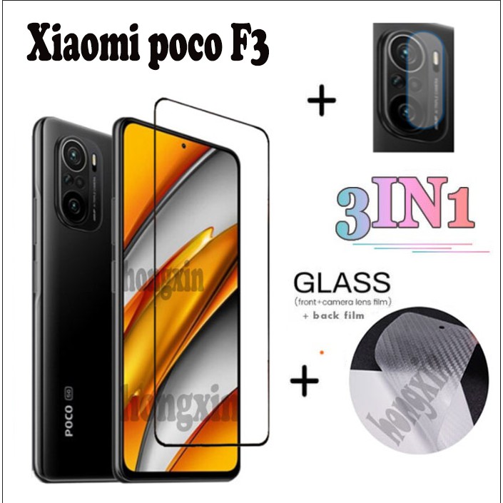 Kính Cường Lực 3 Trong 1 Cho Xiaomi Poco F3 Poco X3 Pro Nfc Black Shark 4 3 2 Pro Redmi Note 10 Pro Max Redmi Note 9t Redmi 9t