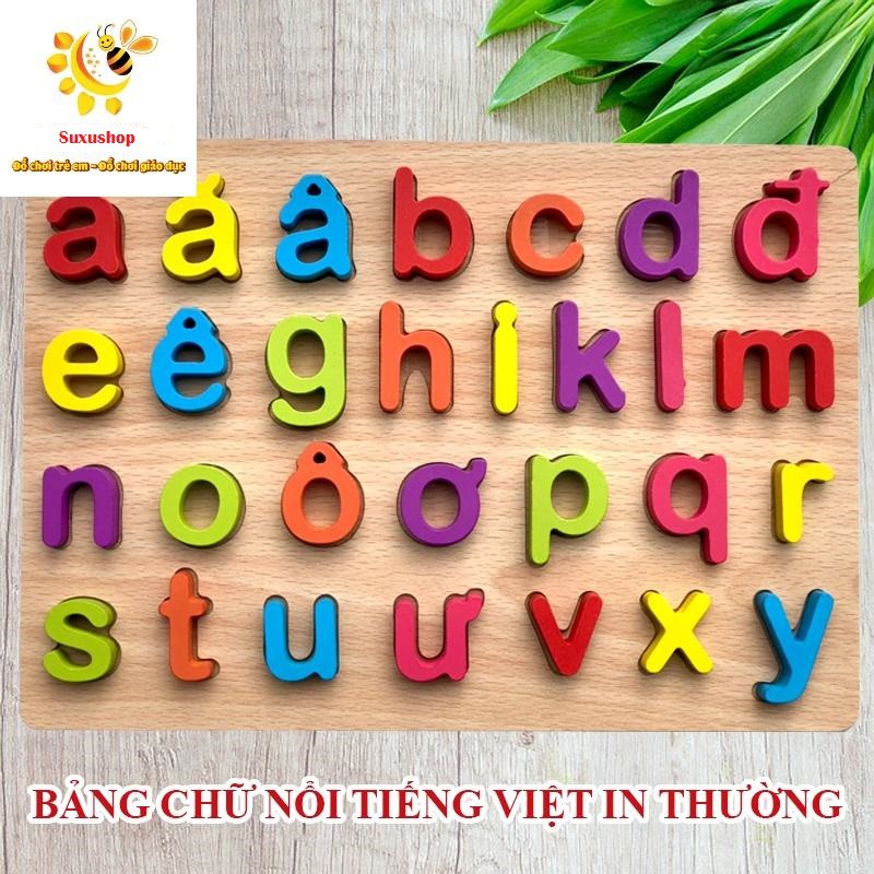 Bảng Lắp Ghép Chữ Cái Tiếng Việt (Tiếng Anh)-  Bằng Gỗ Hàng Việt Nam Giúp Bé Học Chữ Cái