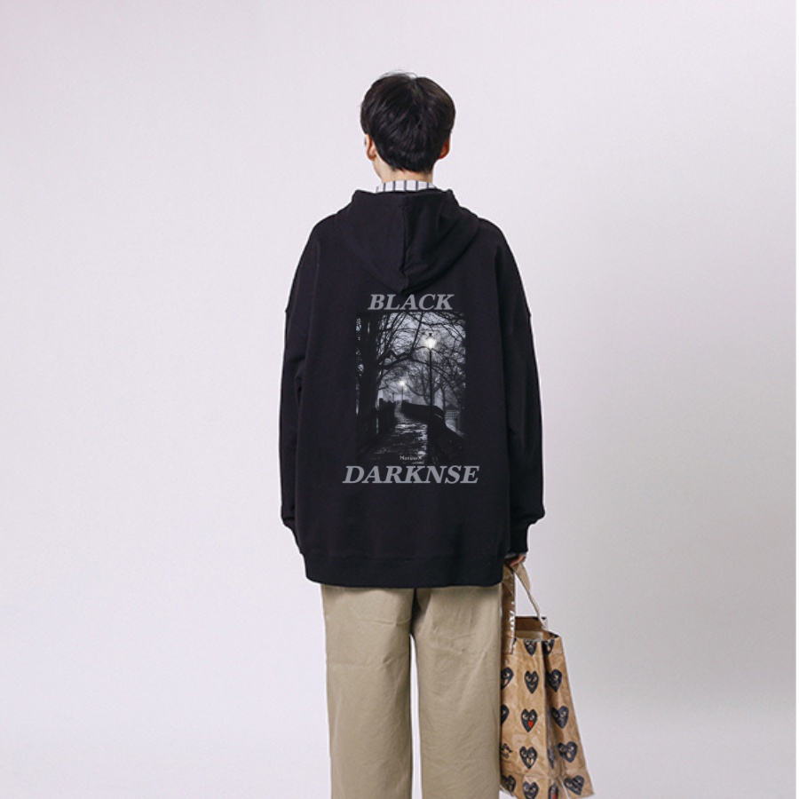 Áo hoodie nỉ bông Monster X Street Black Dark nam nữ form rộng thu đông Local Brand