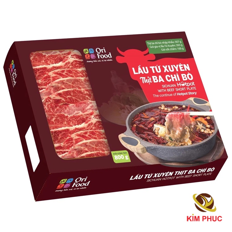 Combo Lẩu Tứ Xuyên thịt ba chỉ bò OriFood - 800gr