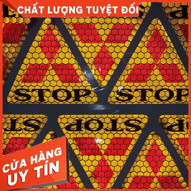 Tem decal nổi chữ Stop phản quang, dán dè sau xe máy, keo dính tốt