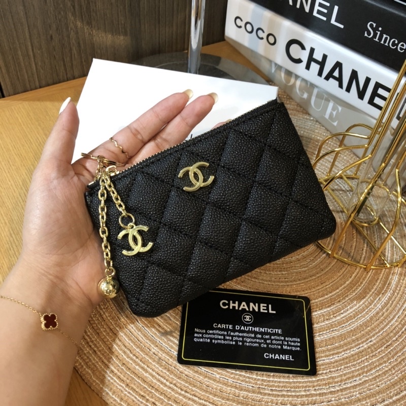 Ví Da PU Họa Tiết Kẻ Lưới Có Khóa Kéo Và Móc Khóa Tiện Dụng