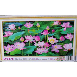 Tranh thêu chữ thập Đầm Sen LV3376 chưa thêu