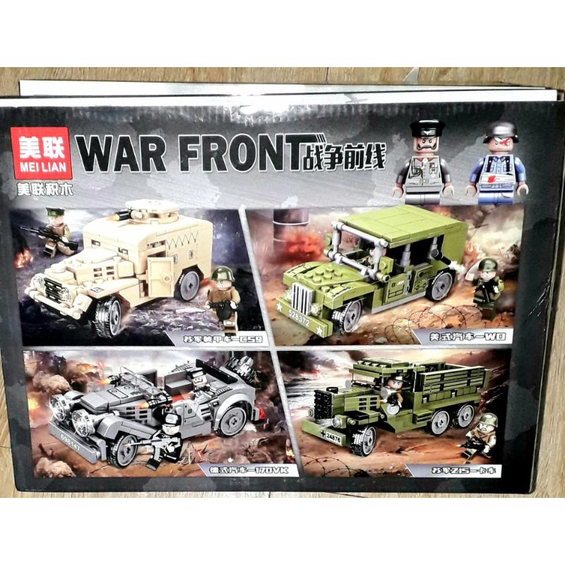 Lắp ráp 1 hộp Lego-War Xe Jeep 98027 có 248 chi tiết bằng nhựa rất đẹp