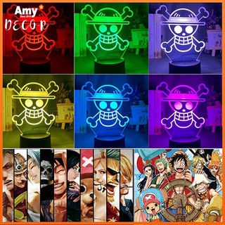 Đèn ngủ 3d, Đèn trang trí họa tiết Nhân Vật One Piece Team Luffy Chibi