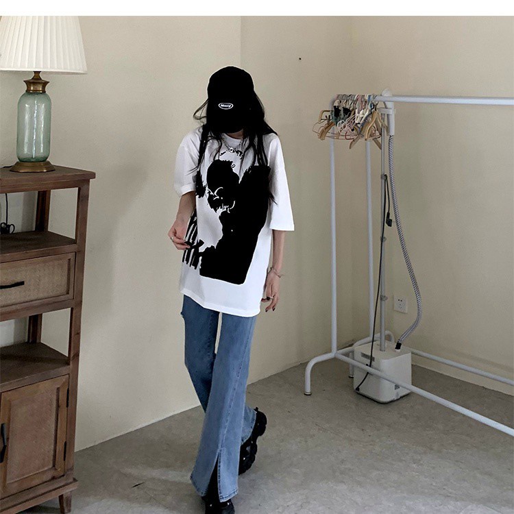 Áo thun tay ngắn cổ tròn phong cách mùa hè Hàn Quốc